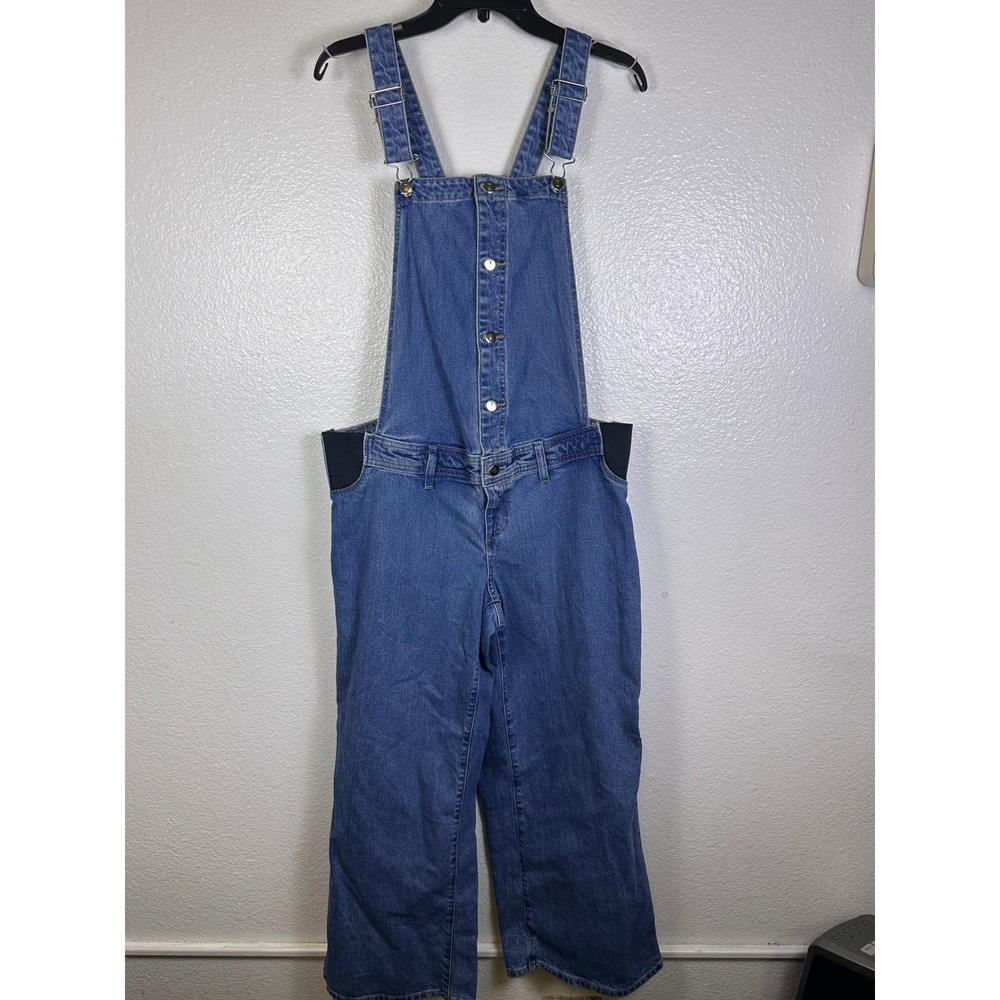 Isabel by Ingrid & Isabel Maternity Wide Leg Overalls Medium Wash Denim Size 10